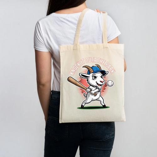 Knock It Outa The Park Baseball Goat Home Run Canvas Tote Bag - Sportilla