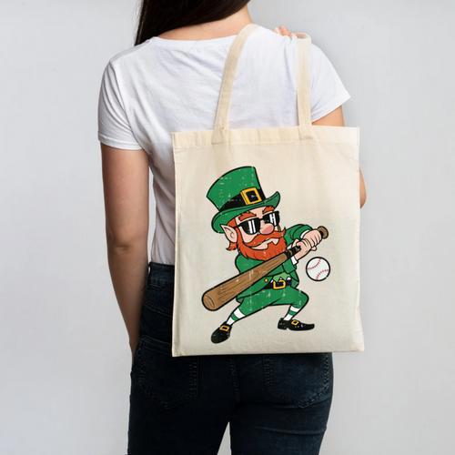 Leprechaun Baseball St Patricks Day Saint Pattys Men Boys Canvas Tote Bag - Sportilla
