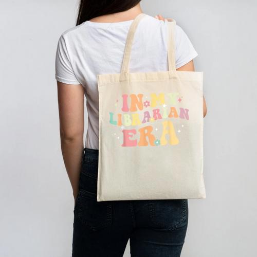 In My Librarian Era Retro Back To School Bookworm Book Lover Canvas Tote Bag - Savourry