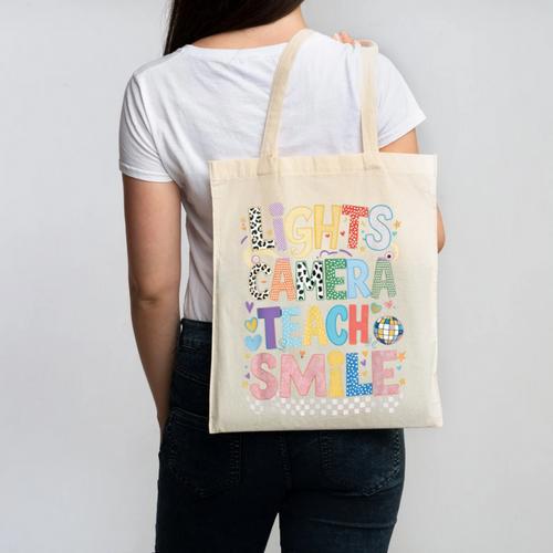 Lights Camera Teach Smile Back To School Awesome Learners Canvas Tote Bag - Savourry