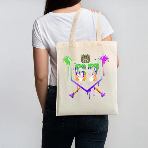 Mardi Gras Baseball Carnival Party Ice Cream Drip Boys Canvas Tote Bag - Sportilla