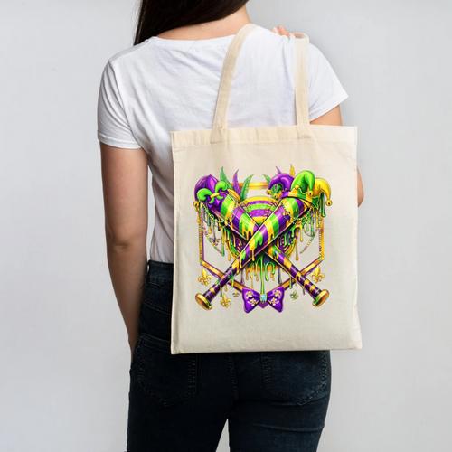 Mardi Gras Baseball Jester Hat New Orleans Men Women Kid Canvas Tote Bag - Sportilla