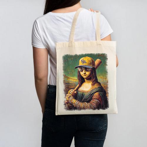Mona Lisa Baseball Trending Aesthetic Streetwear Canvas Tote Bag - Sportilla