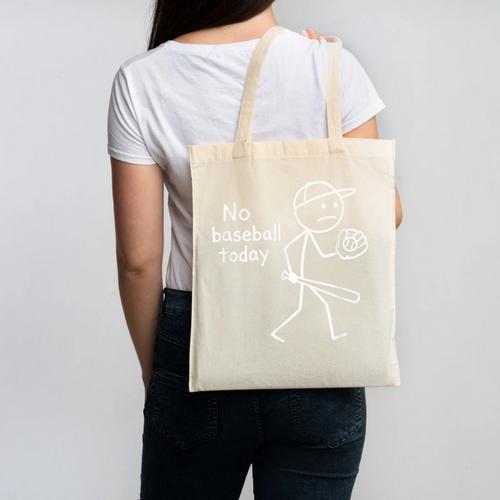 No Baseball Game Today Sad Stickfigure Baseball Player Canvas Tote Bag - Sportilla