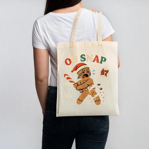 Oh Snap Gingerbread 67 Meme Baseball Christmas Xmas Canvas Tote Bag - Sportilla