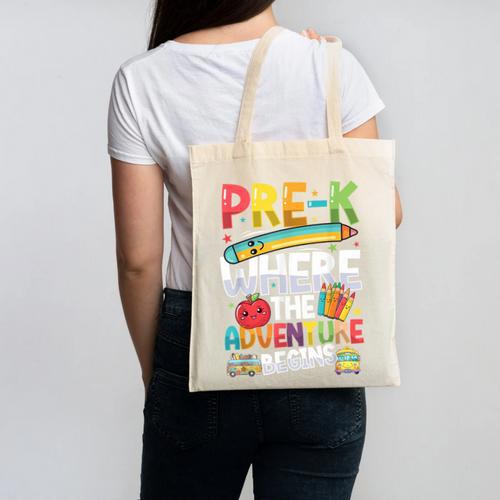 Pre-K Where The Adventure Begins First Day & Back To School Canvas Tote Bag - Savourry