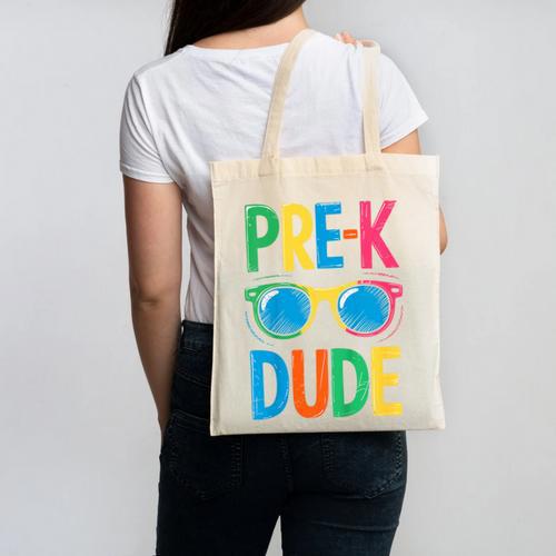 Pre-K Dude Shirt Back To School First Day Of Preschool Boy Canvas Tote Bag - Savourry