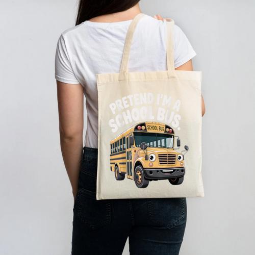 Pretend I'm A School Bus Back To School Bus Lover Canvas Tote Bag - Savourry