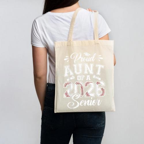 Proud Aunt Of A 2026 Senior Baseball Graduate Canvas Tote Bag - Sportilla