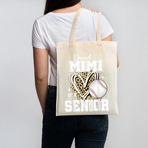 Proud Mimi Of A 2026 Senior Baseball Graduation Leopard Canvas Tote Bag - Sportilla