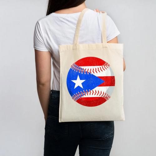 Puerto Rico Baseball Flag Boricua Beisbol Fan Gear Canvas Tote Bag - Sportilla
