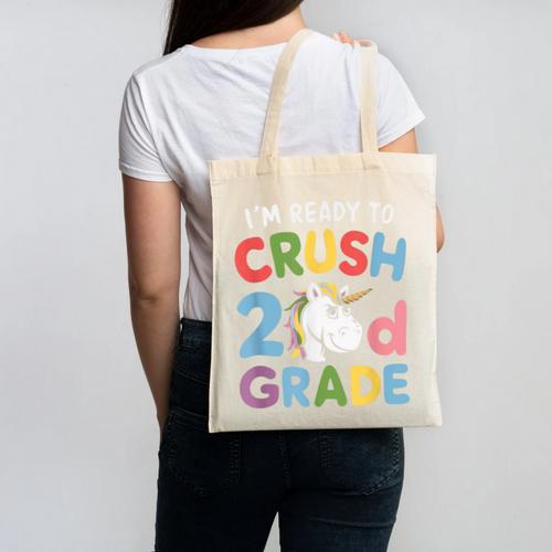Im Ready To Crush 2nd Grade Boy Unicorn Back To School Canvas Tote Bag - Savourry