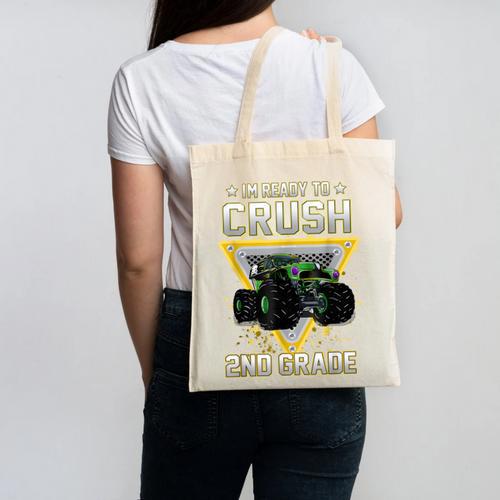 Ready To Crush 2nd Grade Monster Truck Boy Back To School Canvas Tote Bag - Savourry