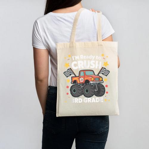 Im Ready To Crush 3rd Grade Boy Monster Truck Back To School Canvas Tote Bag - Savourry