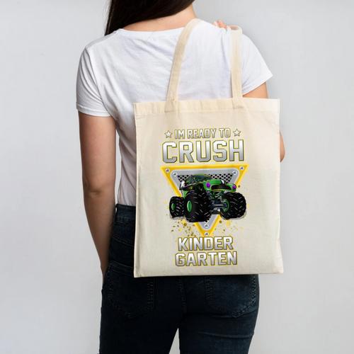 Ready To Crush Kindergarten Monster Truck Boy Back To School Canvas Tote Bag - Savourry