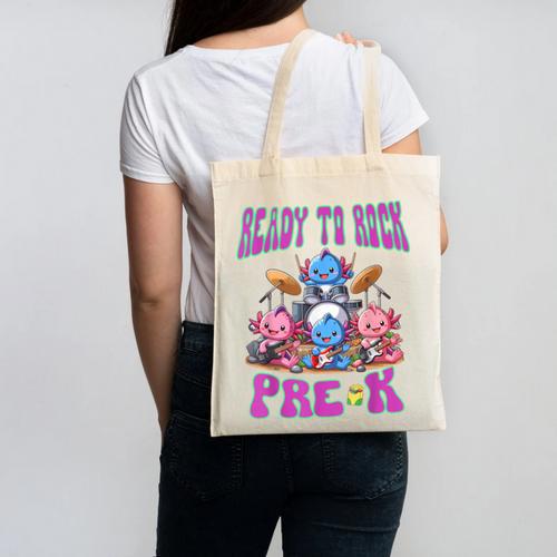 Ready To Rock Pre K Back To School Axolotl Preschool Canvas Tote Bag - Savourry