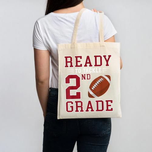 Ready To Tackle 2nd Grade Back To School First Day Of School Canvas Tote Bag - Savourry