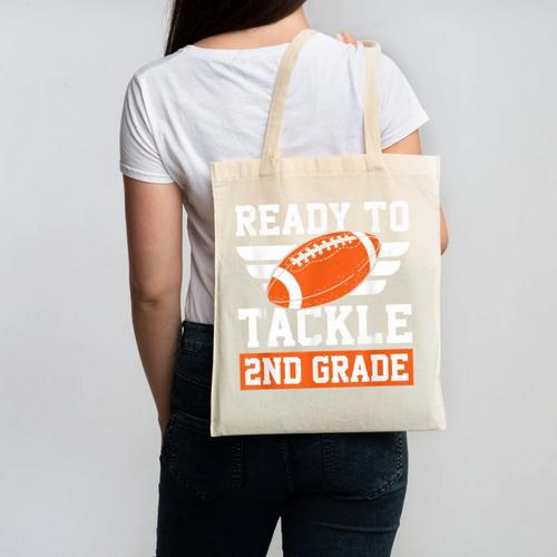 Ready To Tackle 2nd Grade Back To School Kids Football Canvas Tote Bag - Savourry