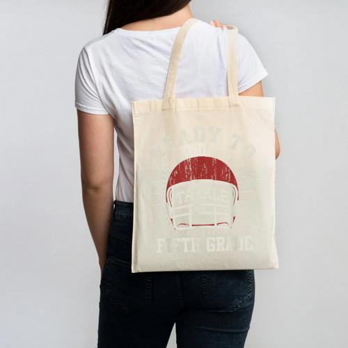 Ready To Tackle 5th Grade Back To School Football Canvas Tote Bag - Savourry