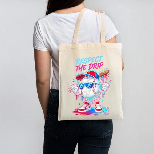 Respect The Drip Baseball Bat Sunglasses Mascot Canvas Tote Bag - Sportilla