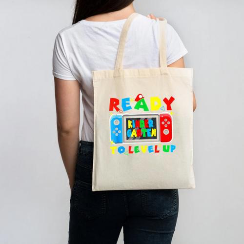 Retro Back To School Kindergarten Ready To Level Up Gamer Canvas Tote Bag - Savourry