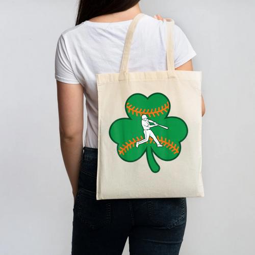 Retro Shamrock Baseball St Patricks Day Men Women Boys Girls Canvas Tote Bag - Sportilla