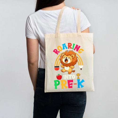Roaring Into Pre-Kindergarten Lion Pre K Back To School Canvas Tote Bag - Savourry