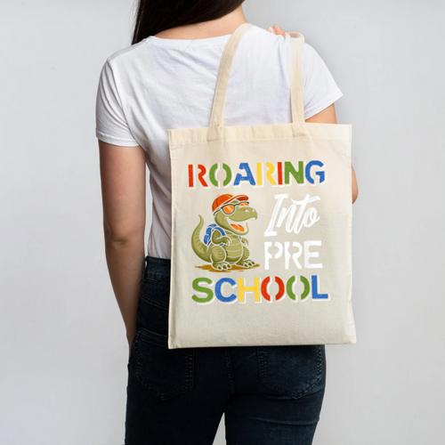Roaring Into Preschool First Day Back To School Students Canvas Tote Bag - Savourry