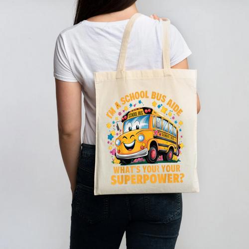 I Am A School Bus Aide Back To School Canvas Tote Bag - Savourry