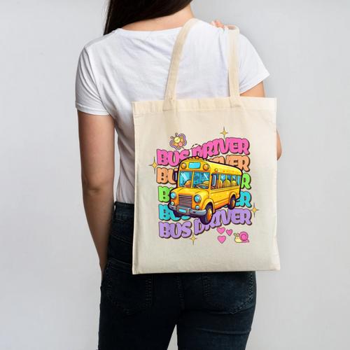 School Bus Driver Groovy Retro Back To School Canvas Tote Bag - Savourry
