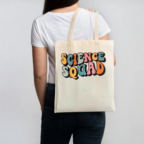 Science Squad Retro Groovy Back To School Matching Teaching Canvas Tote Bag - Savourry