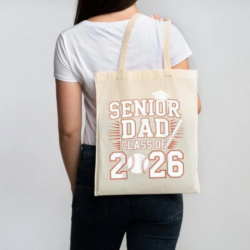Senior Dad Class Of 2026 Graduate Baseball 2026 Graduation Canvas Tote Bag - Sportilla