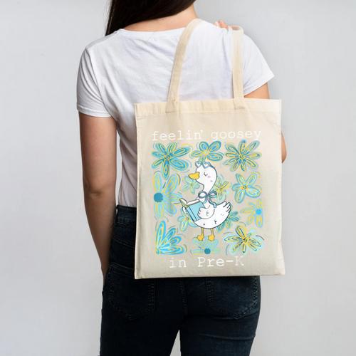 Silly Goose Back To School Feelin’ Goosey Pre-K Canvas Tote Bag - Savourry