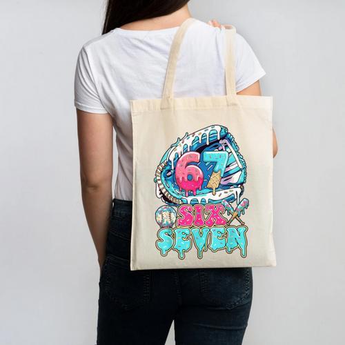 Six Seven 67 Ice Cream Drip Baseball For Boy Kids Youth Canvas Tote Bag - Sportilla