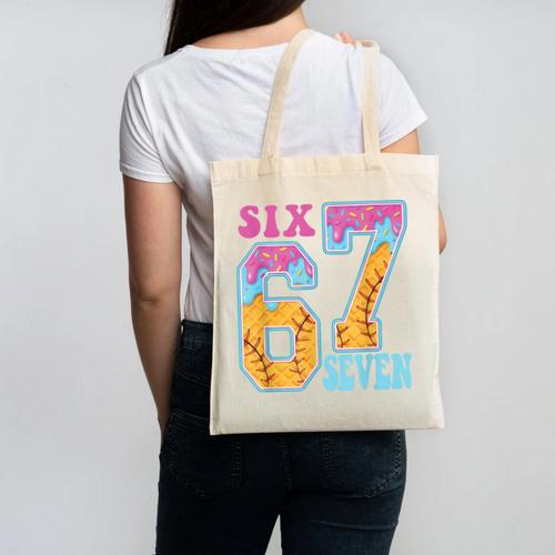 Six Seven Drip Baseball Player Number 67 Or 67th Birthday Canvas Tote Bag - Sportilla
