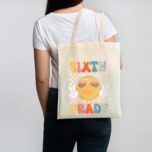 Sixth Grade Oh Hey Smile Retro Back To School 6th Grade Canvas Tote Bag - Savourry