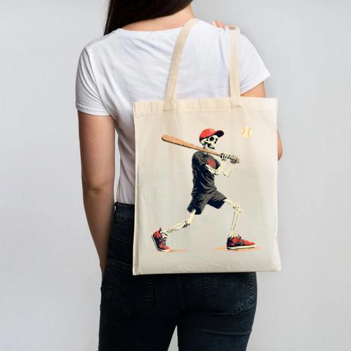 Skeleton Baseball Halloween Costume Men Boys Kids Canvas Tote Bag - Sportilla