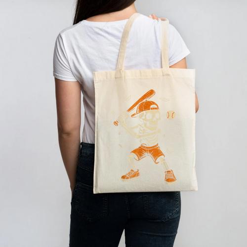 Skeleton Baseball Player Costume Halloween Men Boys Canvas Tote Bag - Sportilla