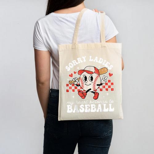 Sorry Ladies My Heart Belongs To Baseball Boy Kids Canvas Tote Bag - Sportilla