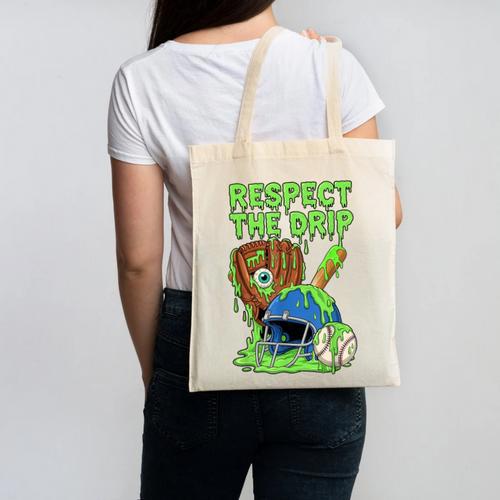 Spooky Zombie Respect The Drip Baseball Halloween Canvas Tote Bag - Sportilla