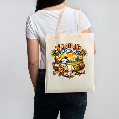 Spring Training 2026 Baseball Vintage Sunset Canvas Tote Bag - Sportilla