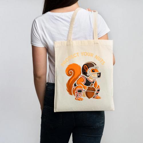 Squirell Baseball Catcher Player Joke Tee Protect Your Nuts Canvas Tote Bag - Sportilla