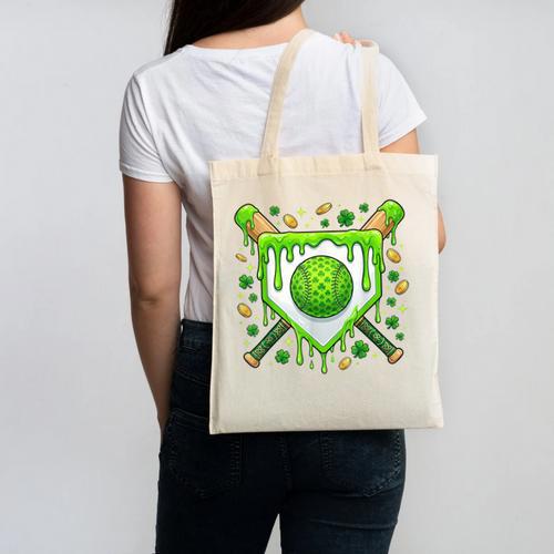 St Patrick Day Baseball Drip Ice Cream Boys Men Canvas Tote Bag - Sportilla