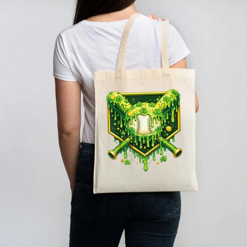 St Patrick's Day Baseball Boys Ice Cream Drip Youth Kids Canvas Tote Bag - Sportilla