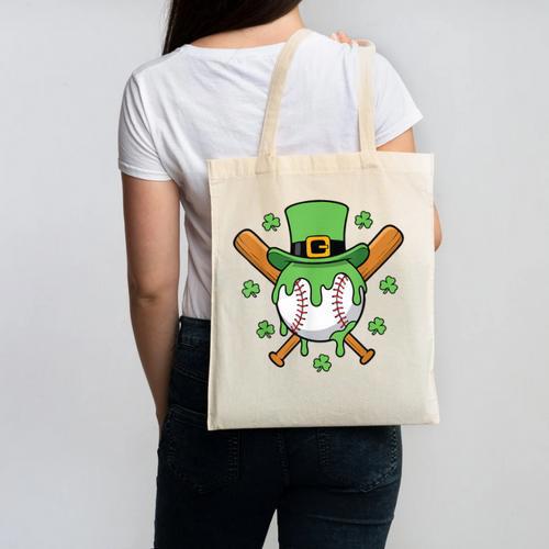 St Patricks Day Baseball Drip Ice Cream Baseball Home Plate Canvas Tote Bag - Sportilla