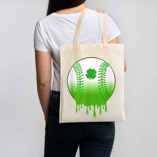 St Patricks Day Shamrock Baseball Irish Boys Kids Men Canvas Tote Bag - Sportilla