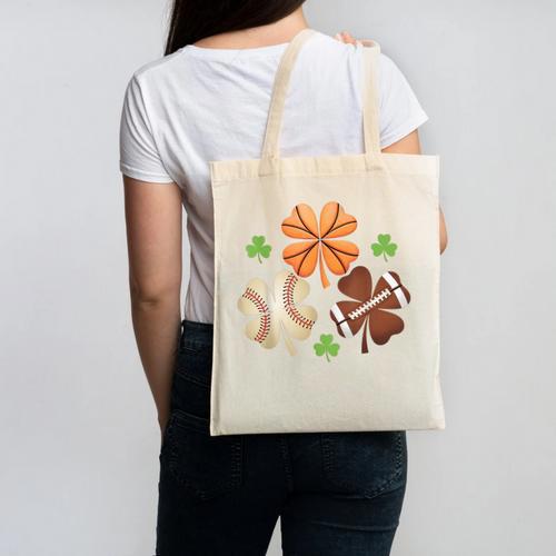 St Patricks Day Shamrock Basketball Baseball Irish Boys Men Canvas Tote Bag - Sportilla