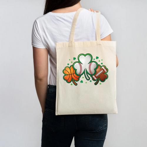 St Patricks Day Shamrock Sports Baseball Basketball Football Canvas Tote Bag - Sportilla