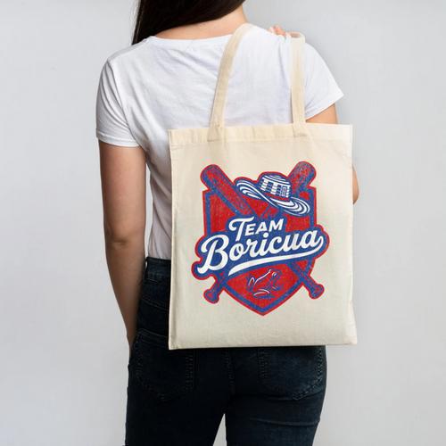 Team Boricua Puerto Rico Baseball Coqui Frog Pava Hat Fan Canvas Tote Bag - Sportilla