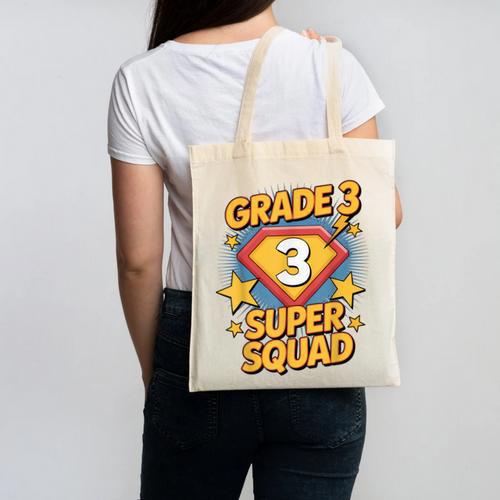Third Grade Superhero Squad 3rd Year Kids Back To School Canvas Tote Bag - Savourry